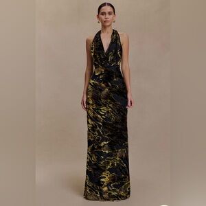 Meshki Black and Gold Backless Dress